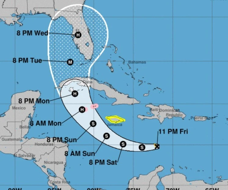 Modelos de previsión. Imagen: National Weather Service Tampa Bay Area. Modelos de previsión. Imagen: National Weather Service Tampa Bay Area.