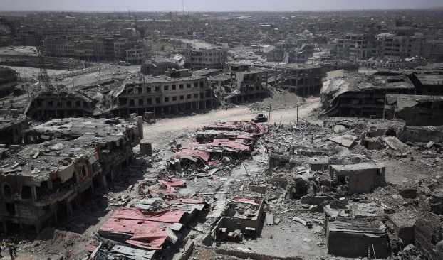 La ciudad iraquí de Mosul devastada por la guerra.