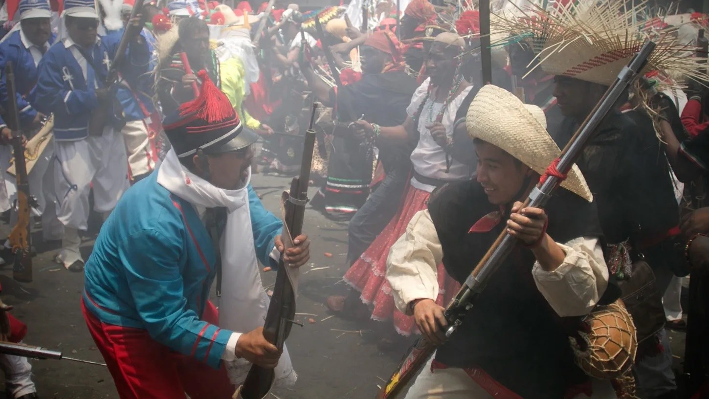 México recrea la histórica Batalla de Puebla contra Francia. Foto: Xinhua.